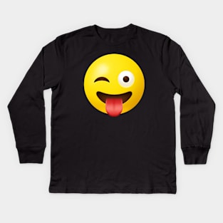 Winking face with tongue emoji Kids Long Sleeve T-Shirt